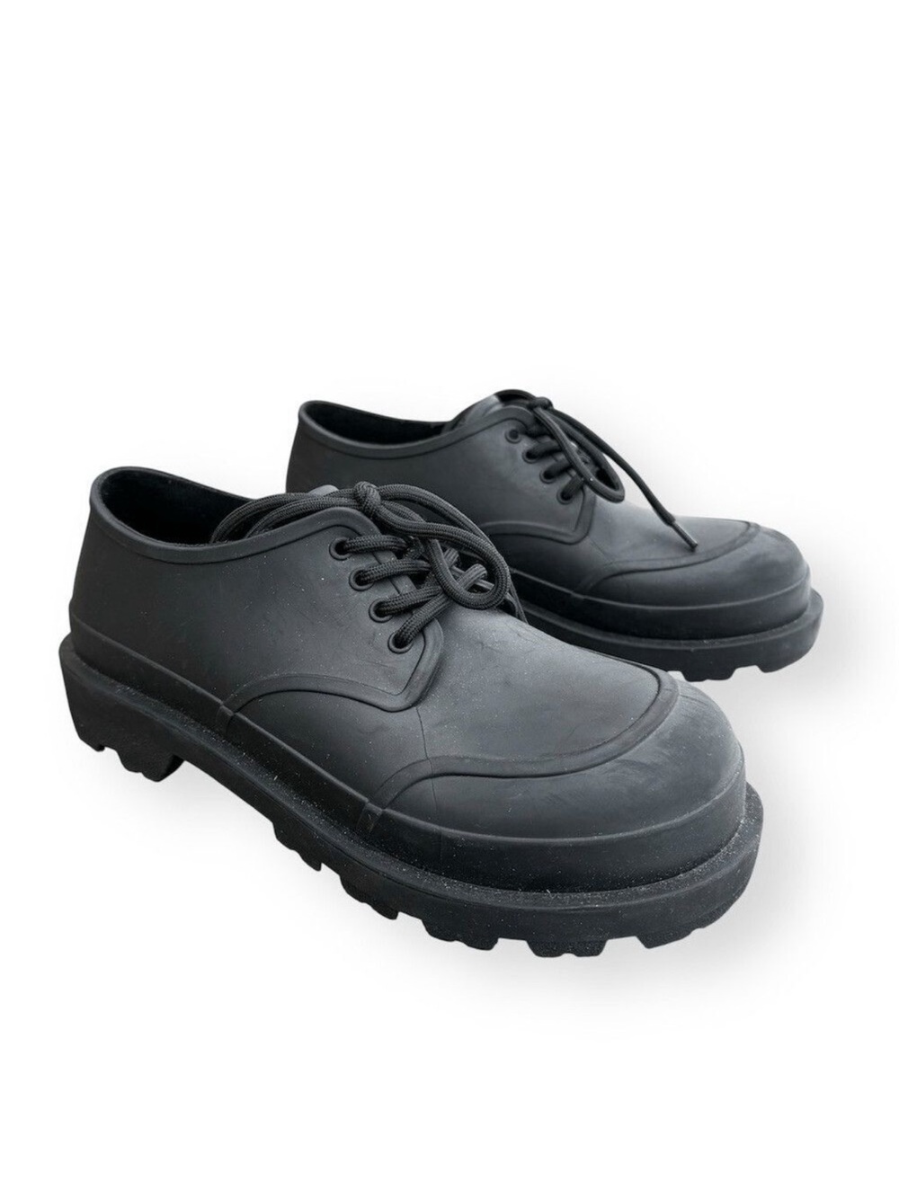 ZARA Unisex Rain Shoes Black Lace-Up Derby Chunky Lug Sole EU 40 US 7 Women's 9